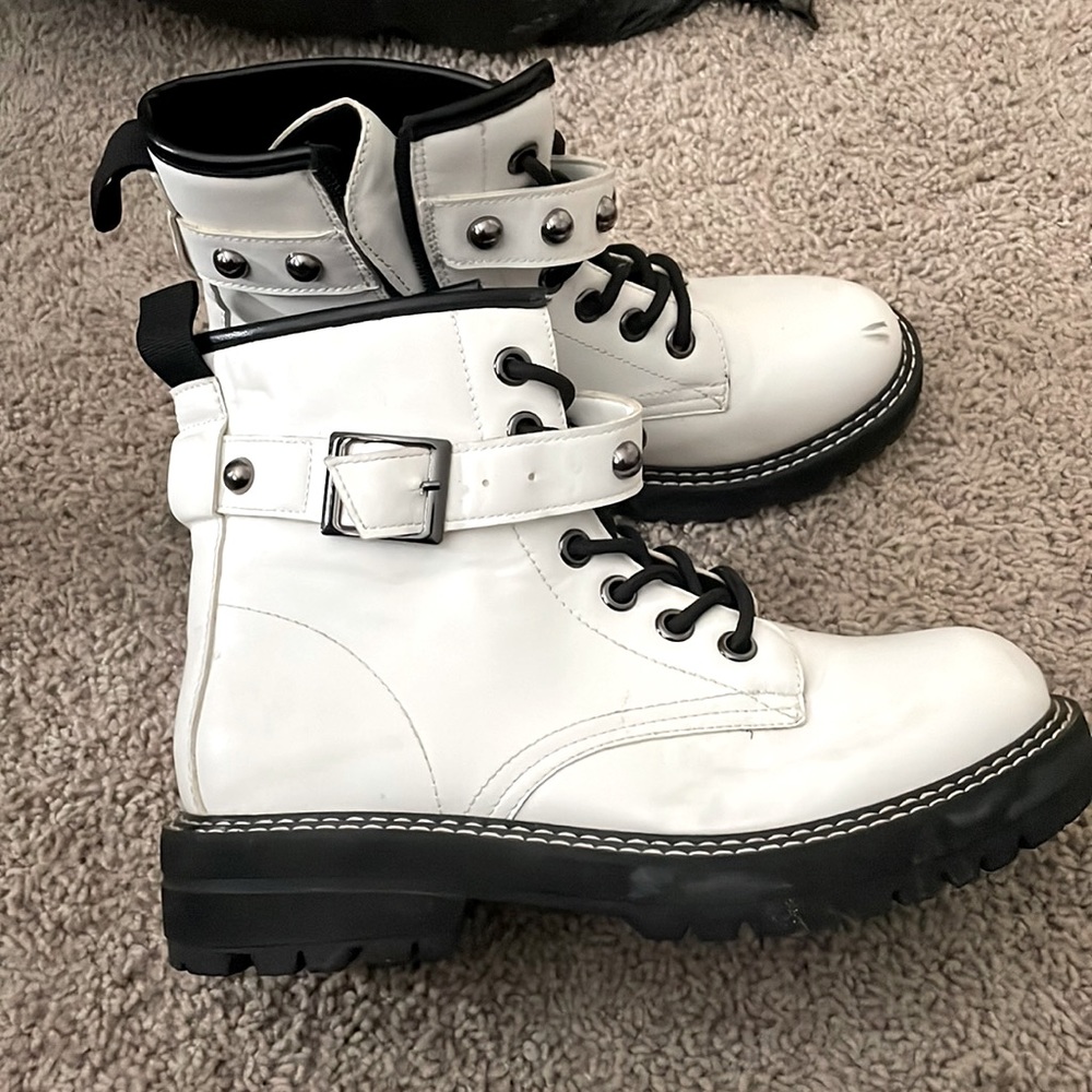 White combat boots